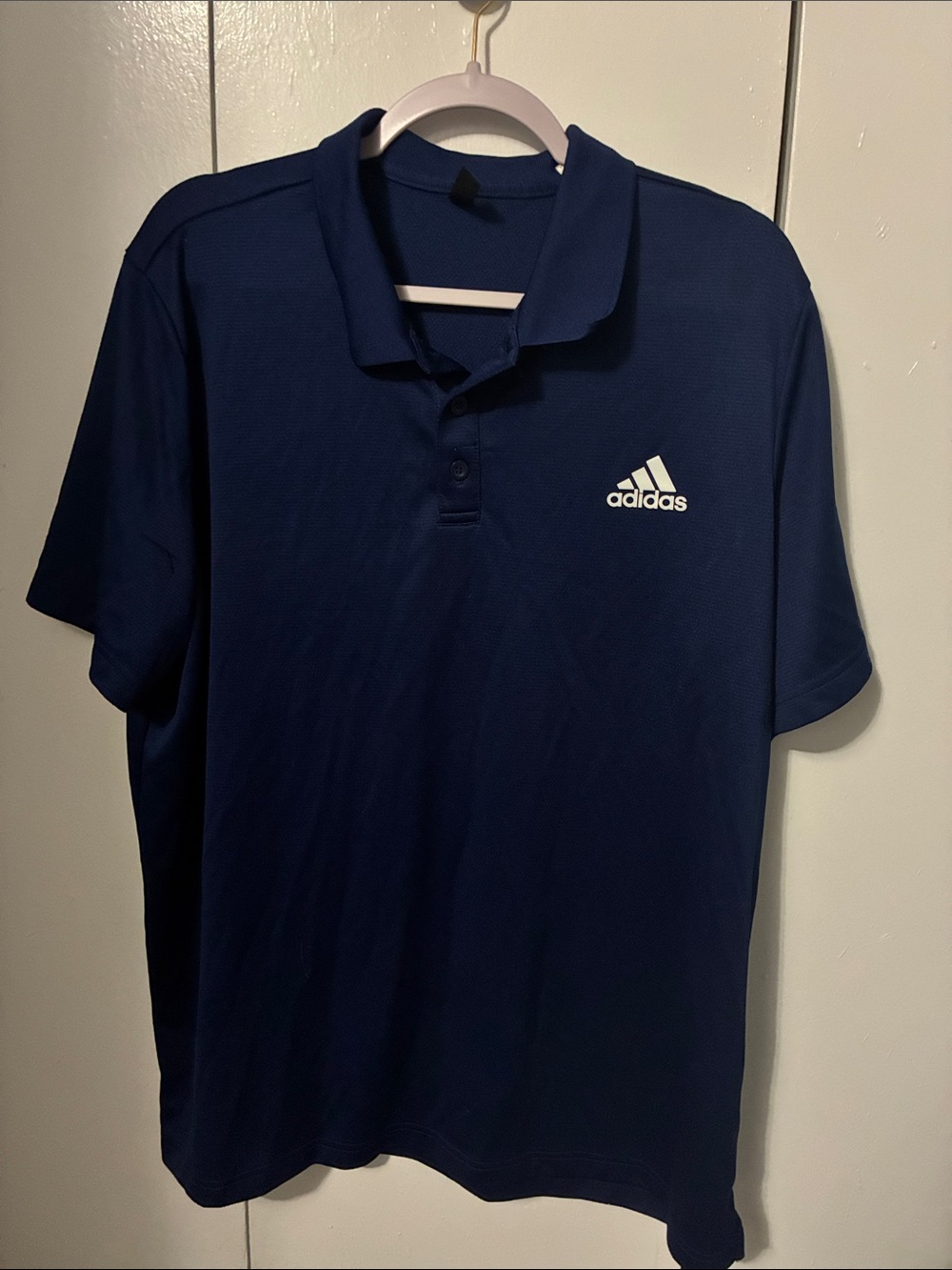 adidas Men’s Dark Blue Polo Shirt with White Logo